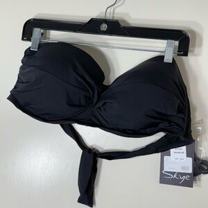 NWT Skye Becky Black Strapless Bandeau Bikini‎ Top Size DD